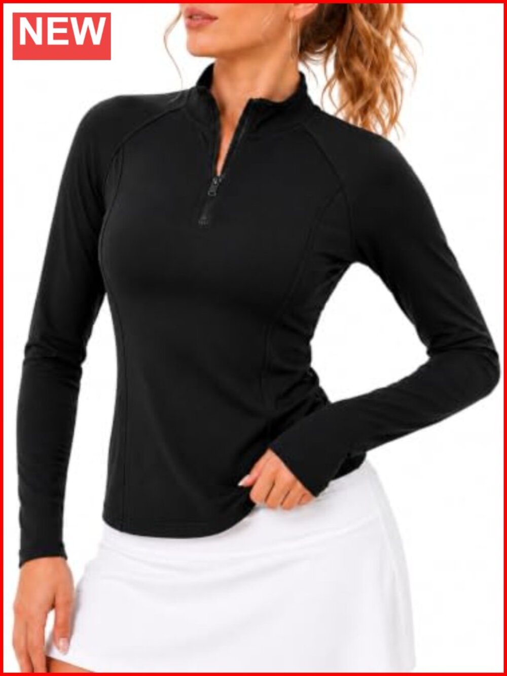 Women Half Zip Workout Top Athletic Golf Pullover Mock Neck Slim Fit